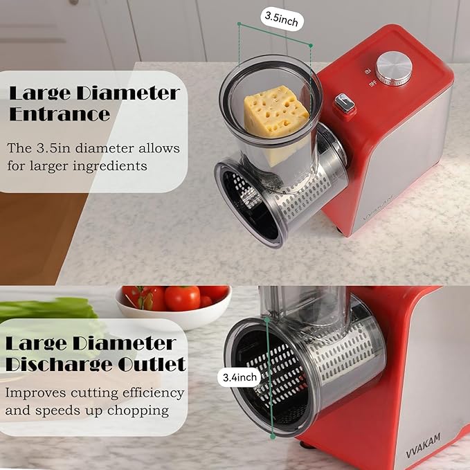 Electric Cheese Grater,300W DC Motor Salad Maker,Electric Slicer Shredder with 5 Different Shapes of Blades,Electric Vegetable Cutter for Potato,Carrot,Black