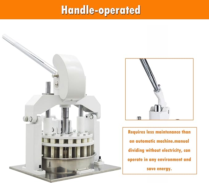 INTSUPERMAI Manual Dough Divider Cutter Machine 36PCS Tabletop Dough Divider Rounder 3 Pans Hydraulic Dough Equal Cutter Machine 1.06oz-5.64oz One Piece