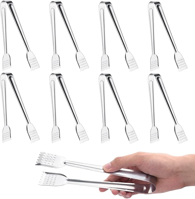 8 Pack Serving Tongs by Tcoin, 12 Inch Functional Tongs for Serving Food at Parties and Get-togethers, Versatile and Durable