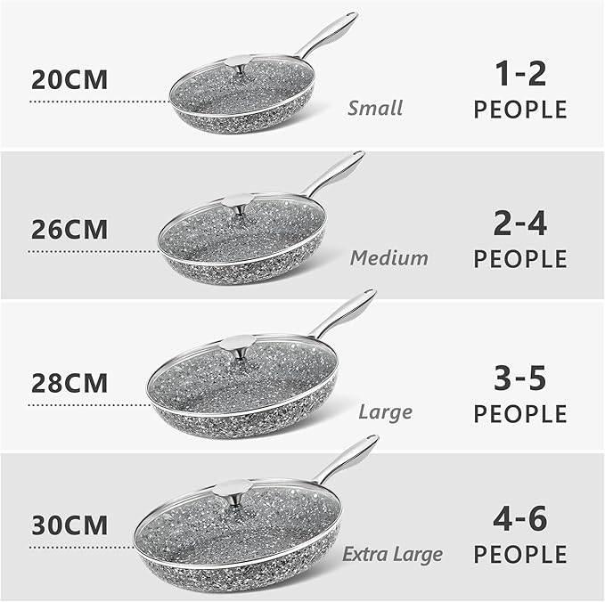 MICHELANGELO 11 Inch Stone-Derived Nonstick Frying Pan with Lid, Aluminum
