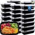 50 Pack (100-Piece) Meal Prep Containers 24 oz, Leakproof Plastic Food Storage Containers with Lids, Disposable To Go Food Containers, BPA-Free, Stackable, Microwave, Dishwasher & Freezer Safe