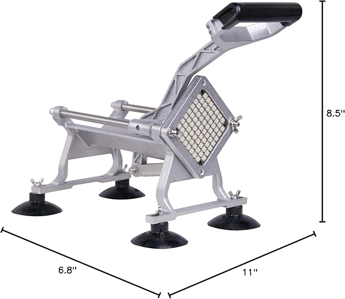 Hakka French Fry Cutter, Commercial Potato Slicer Stainless Steel French Fries Machine with Suction Feet for Patatoes/Carrots/Cucumbers, including 3 Blades(1/4", 3/8",1/2")