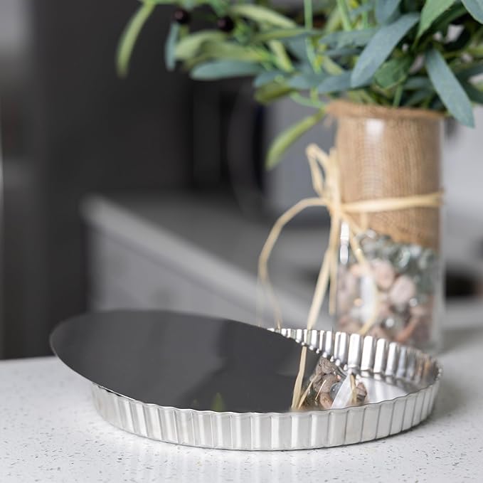 Fox Run Stainless Steel Tart Pan With Removable Bottom, 9" Quiche Baking Pan