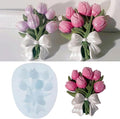 3D Tulip Bouquet Gypsum Plaster Mold, Flower Shaped Silicone Mold for Candle, Epoxy Resin and Soap Making, DIY Home Decor and Tulip Car Air Freshener, Unique Birthday Gift Idea