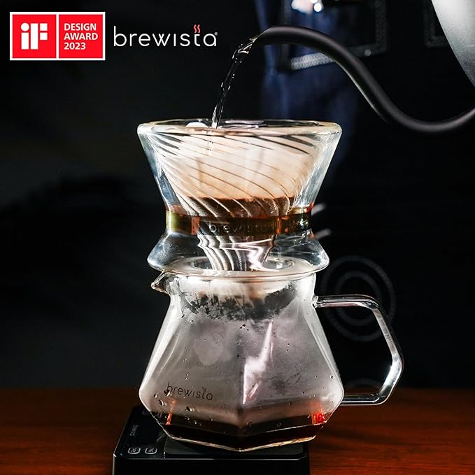 Brewista 300ml/10oz X Series Glass Coffee Carafe, Small Pour Over Glass Pot Server, 1-2 Cups, Polygonal Design for Improved Flavor, Heat Resistant Odorless Glass Pitcher