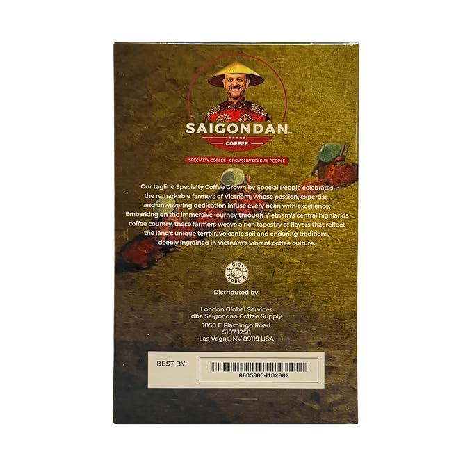 Pour Over Vietnamese Coffee – Saigondan Joyful | Medium Roast | Arabica Bourbon | Instant Specialty Coffee | Small Batch Roasted | Direct Trade | Notes of Orange Blossom | 18 Sachets