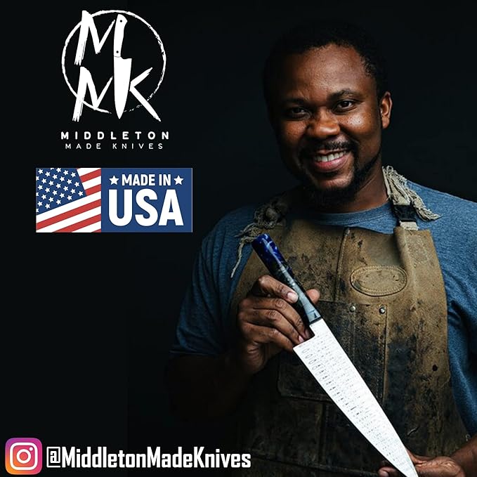 Middleton Made Knives Echo 8 Inch Chef Knife - Handmade Professional Chef Knife - Chefs Knife Made with AEB-L Stainless Steel - USA Made Knife - Great Chef Gifts - Pearl