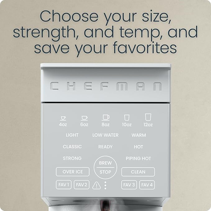 Chefman Caffeinator Single Serve Coffee Maker, Brew Kcups & Grounds, Drip Coffee Machine with Brew Strength Settings, Iced Coffee Function, 48 oz. Removable Water Reservoir - Includes 4 Filters
