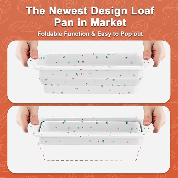2 Packs Collapsible Silicone Loaf Pan with Metal Reinforced Frame, Bread Bakeware Pan for Homemade Bread, Non-Stick Silicone Baking Pan,Baking Mold (9"*4"*2.5", White, 2 Pieces)
