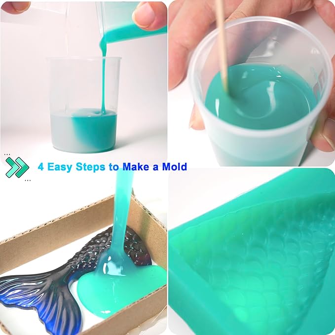 BBDINO Silicone Mold Making Kit, 2.42lb Super Elastic Liquid Silicone for Mold Making, 3h Fast Cure Platinum Mold Making Silicone Rubber for Casting Resin Molds/Silicone Molds/Candle Molds/Soap Molds