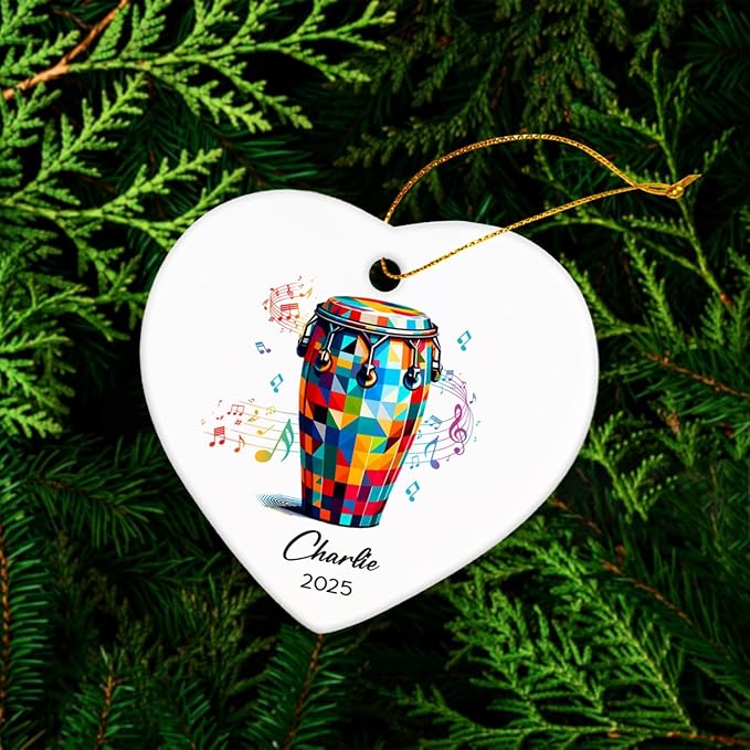 Conga Player Ceramic Ornaments Christmas, Custom Instrumentalist Ornament with Name & Year, Conga Musical Ceramic Ornament Gifts for Instrument Lovers, Personalized Musician Xmas Keepsake Tree 2025