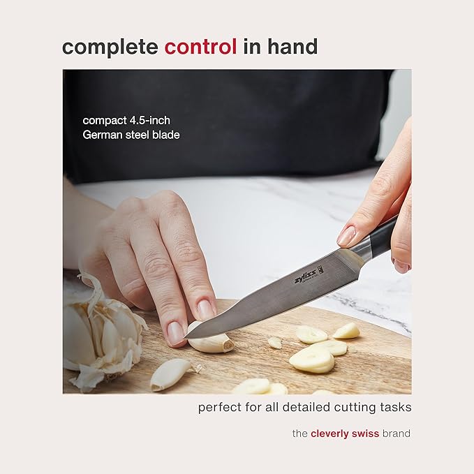 Zyliss Comfort Pro Paring Knife - Full Tang Vegetable & Fruit Knife - Ice Hardened Stainless Steel Peeling & Paring Knife - Cutlery with Antibacterial Handle - Black/Stainless Steel - 4.5 inches
