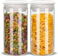 ZENS Modern Glass Food Storage Jars Set of 2, 50oz Clear Glass Canisters with Airtight Lids, Large Container for Kitchen Pantry Pasta, Sugar, Flour, Coffee, Pasta, Tea