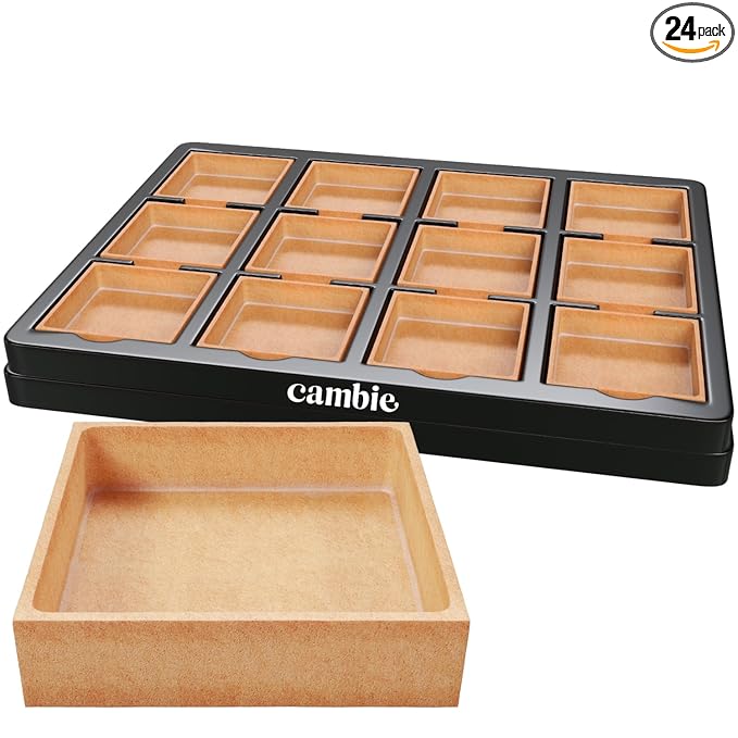 Cambie Large Square Vanilla Tart Shells, 71mm (2.8") Diameter, French Style Tart Shells, White Chocolate Coating, Pack of 24