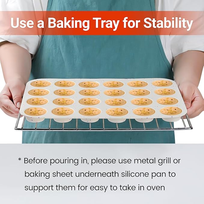 CAKETIME Silicone Mini Muffin Pan, 24 Cups Nonstick Mini Cupcake Pan for Baking Muffin, Cupcake, Egg Bites, Fat Bomb, 2 Pack Confetti