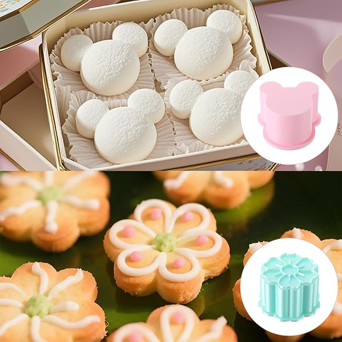 Cake Pop Cutter and Pusher Set - Flower and Mouse 3D Printed Mold Shapes Press | Baking Tools for Home, Birthday, Wedding Desserts | Reusable Design
