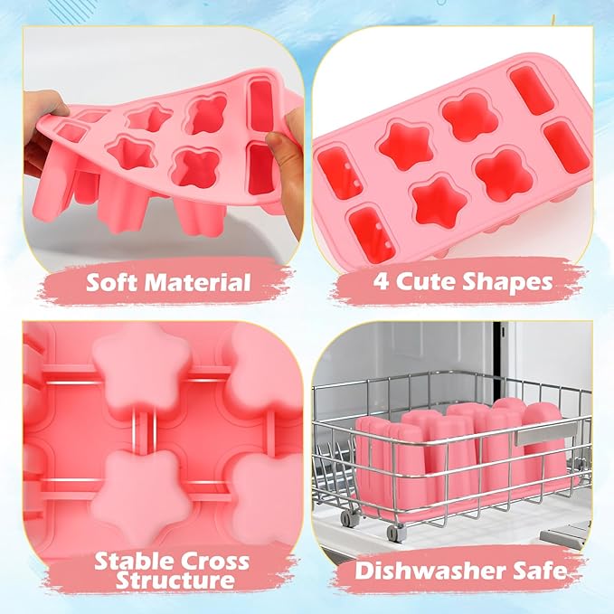 Popsicles Molds, 8-Cavity Silicone Popsicle Molds with 50 Sticks, BPA-Free Ice Pop Mold Popsicle Maker with Funnel & Cleaning Brush for Kids Adult Teens