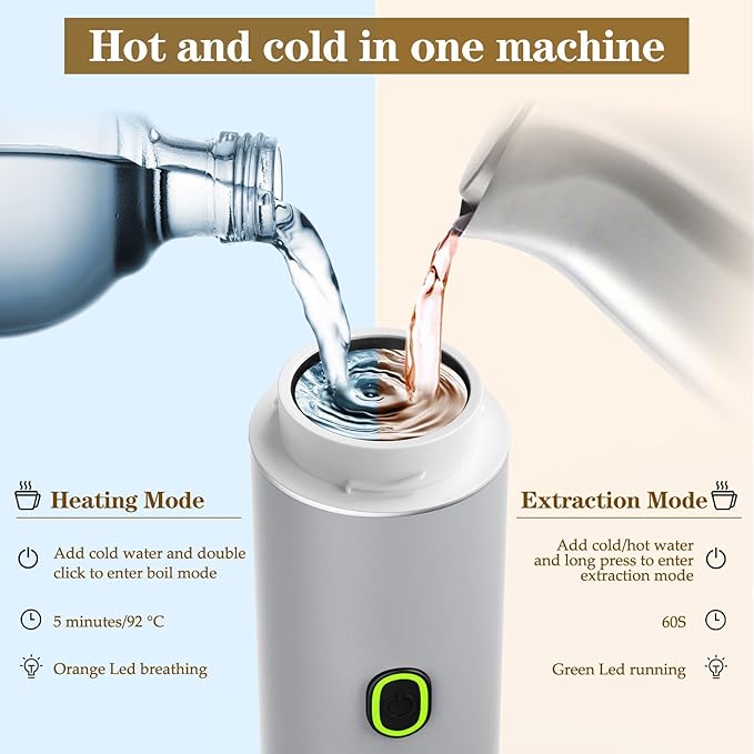 Portable Coffee Maker, Espresso Machine for camping, Travel Coffee Maker with USB-C, 3-in-1 Small Espresso Machine with Ground Coffee & Capsules (NS＆DG) for RV, Hiking, Office(Silver)