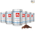 Illy Whole Bean Coffee, Decaffeinated - Medium Roast - Mild & Balanced - 100% Arabica - Whole Beans - Pressurized Packaging Sealed for Freshness - 8.8oz can (Pack of 6)