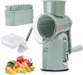 5-in-1 Rotary Cheese Grater with Hand Crank – Multi-Functional Vegetable Slicer, Nut & Cheese Shredder – Easy to Clean Food Grater (Green)