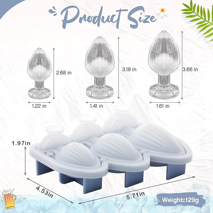 Hoolerry Ice Cube Molds Cube Trays Fun Shapes Silicone Ice Ball Maker with Lid for Whiskey Cocktails Juice Drinks Beverage Crafting Accessories White Elephant Gifting(Blue,Multi-size)
