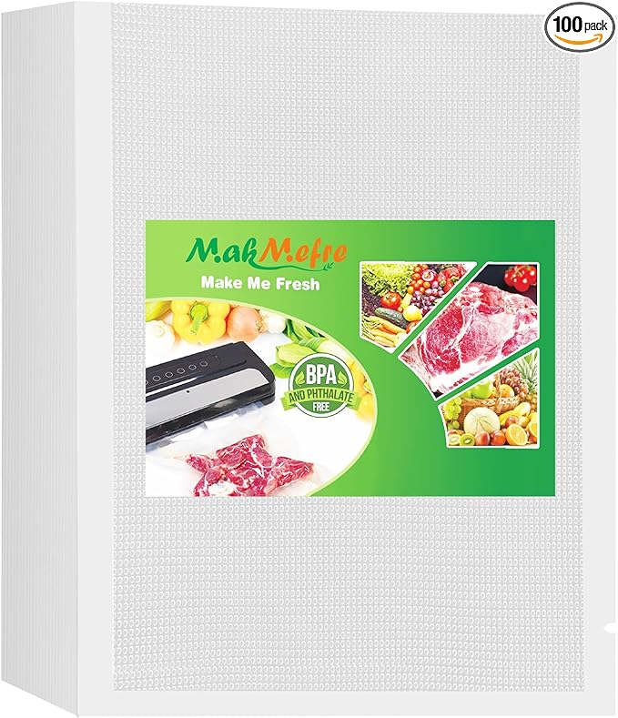 MakMeFre 100 Quart Size 8" x 12" Vacuum Sealer Bags with BPA Free and Heavy Duty,Great for Food Storage Vaccume Sealer PreCut Bag