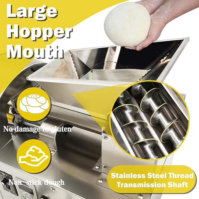 TECHTONGDA Commercial Dough Divider Electric Quantitative Dough Cutter Stainless Steel Dough Ball Maker for Bread Pizza Noodle 1-300g