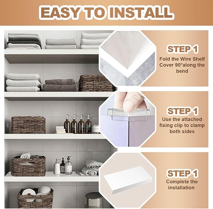 5 Pcs Wire Rack Covers 40x16x2.5 inch PVC Pantry Shelf Cover 0.31 inch Thick Removable Closet Wire Rack Shelf Covers,Decoration Kitchen Bathroom Office Shelving (Light Luxury White,40x16x2.5inch)