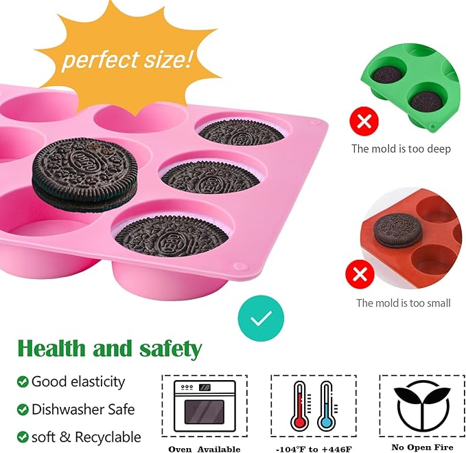 Actvty Round Chocolate Cookie Molds, 3 Pieces 12-Cavity Cylinder Chocolate Silicone Molds for Covered Oreo, Cookies Candy Jelly Mini Cakes and Muffin Baking(Pink)