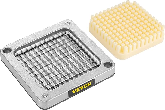 VEVOR Replacement Chopper Blade, 1/4 inch, 3 PCS French Fry Blade Assembly with 6 Extra Knives, Stainless Steel Dicer Parts and Push Block for Cutting Potatoes Carrots Onions Cucumbers Mushrooms