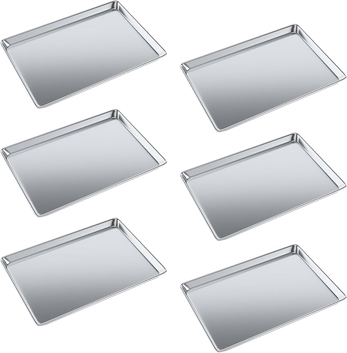 Pack of 6 | 18 in. x 26 in. Full Size Aluminum Bun. / Sheet Pan | Ideal for baking, roasting, cooling, prepping, or storing - a must-have in restaurants, bakeries, and busy kitchens.