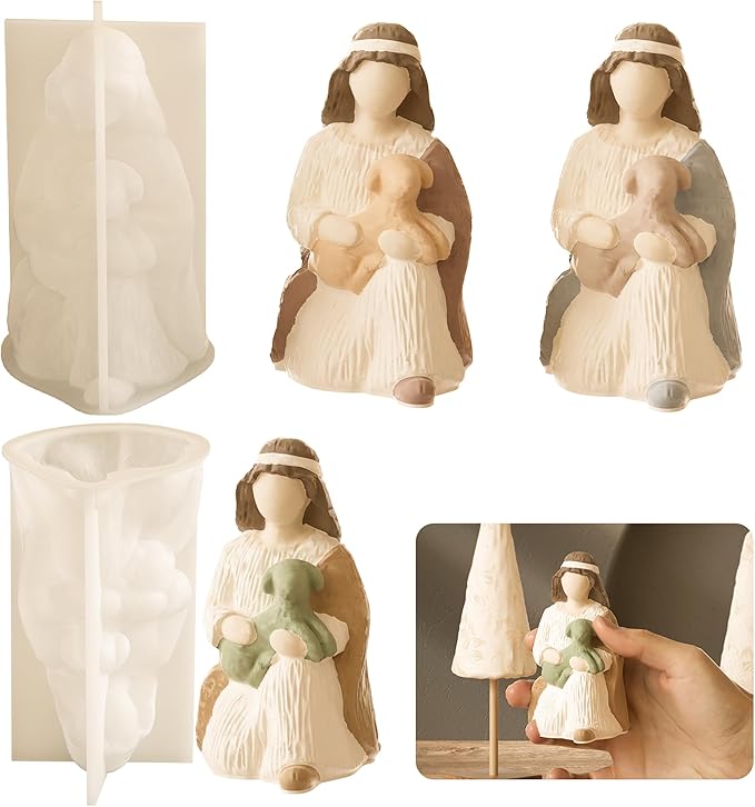 Nativity Scene Molds - Jesus, Maria, Angel & Nativity Designs - Resin Casting & Silicone Molds for Candle Making & Home Decor Wave Candle Mold