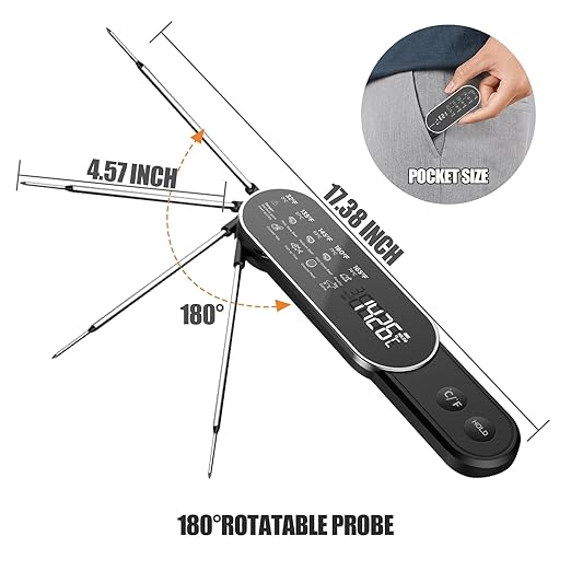 Smart Meat Thermometer Digital with Ultra-Fast 0.5 Sec Instant Read, NIST Certified ±0.5°F Accuracy, Auto-Rotating Backlight Display, IP67 Waterproof, Oven Safe for Grill, BBQ, Smoker, Candy