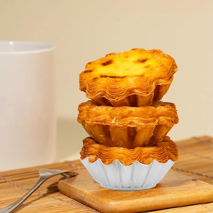 pson 20Pcs 2.75 Inch Egg Tart Molds, Non-Stick Aluminum Mini Tart Pans for Baking Tarts, Pies, Cupcakes, Muffins, Pudding, and Desserts