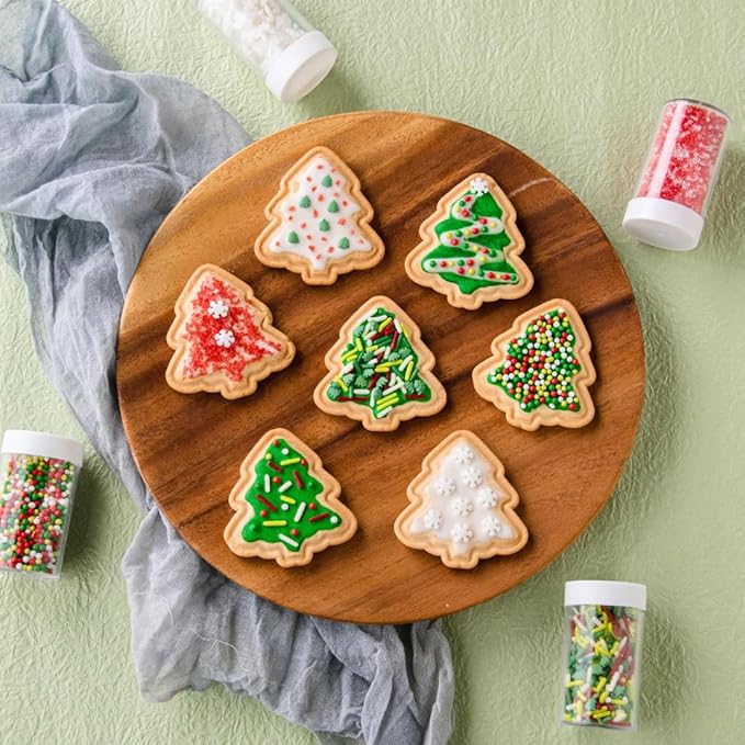 Sweets Indeed Dye-Free Holiday Sprinkle 4-Pack – 3.35 oz | Natural Christmas Sprinkles with Nonpareils, Sugar Crystals, Snowflakes & Festive Sprinkle Mix in Individual Jars | Holiday Baking Decorations