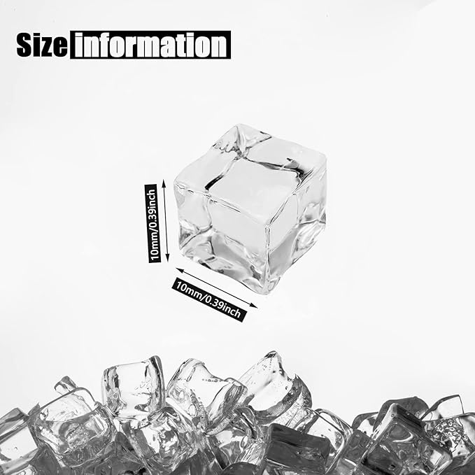 Fake Crushed Square Ice Cubes Artificial Acrylic Crystal Diamonds for Vase Fillers,Table Scatter, Party Favor, Wedding Decoration, Photography Props, Food Display (square-10MM/0.39 in 200 pcs)