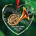 Customized French Horn Instrument Glass Ornament Xmas Tree, Personalized Year Text Name French Horn Lover Christmas Ornaments Gift for Dad Mom Husband Wife Uncle Aunt,Unique Horns Glass Xmas Ornament