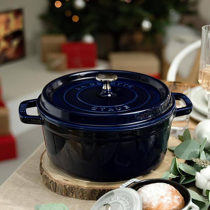 Staub Cast Iron 4-qt Round Cocotte - Dark Blue, Made in France