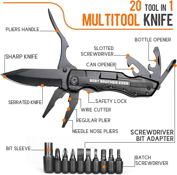 Gifts for Brother,”BEST BROTHER EVER”Multitool Knife,Brother Christmas Gifts,Birthday Gifts Ideas for Brother,Brother Gifts from Sister,Gifts for Brother Gadget,Best Brother Gifts