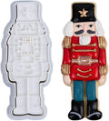 Flycalf Christmas Cookie Cutters Nutcracker Shapes with 3D Stamper Fall Holiday PLA Baking Accessories Cutter Molds Gifts for Kids Decorative Party 3.5" Kitchen Cake Supplies