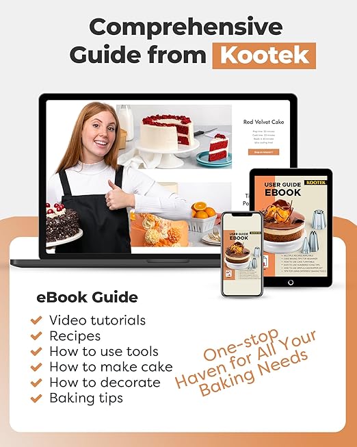 Kootek 180 Pcs Cake Decorating Kits Supplies - Aluminium Alloy Revolving Cake Turntable, Numbered Cake Decorating Tips and Frosting Tools for Baking Cupcake Cookie Muffin Kitchen Utensils