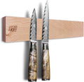 FINDKING Wood Magnetic Knife Strip, Magnet Utensil Holder for Wall, Refrigerator, Wooden Rack for Kitchen Knives, No Drill (Beige, 12 Inches, Without Knives)