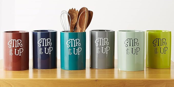 DII Kitchen Accessories Retro Collection Ceramics, Utensil Holder, Jadeite