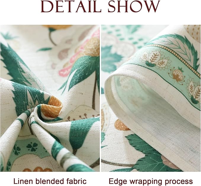patdrea Designer Green Long Rectangle Table Cloth,Vintage Italian Floral Country Linen Breathable Tablecloth,Decor Cover for Kitchen Dining,Christmas,Tea Party,Thanksgiving,63"x102"-Tree Life