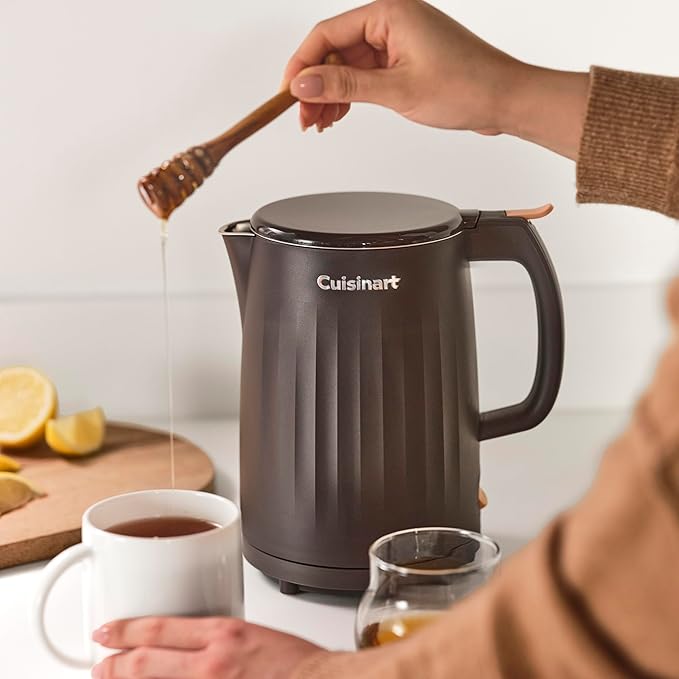 Cuisinart Soho 1-Liter Double Wall Electric Hot Water Kettle, Tea Kettle with Stainless Steel Interior, One Touch Operation to Boil Water for Tea, Hot Cocoa, or Instant Oatmeal, CK-10BK, Black