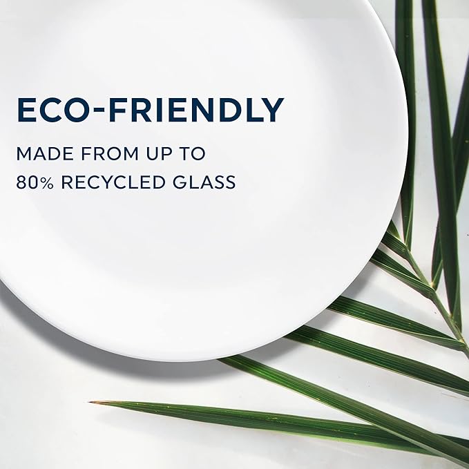 Corelle Vitrelle 6-Piece Salad Appetizer Plate Set Triple Layer Glass and Chip Resistant, 6-3/4-Inch Lightweight Round Plates, Winter Frost White