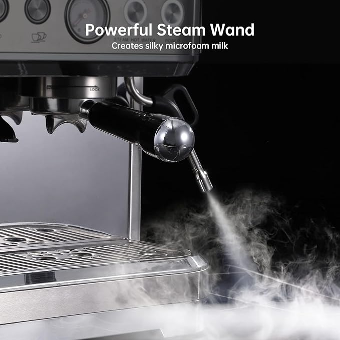 Espresso Machine with Milk Frother and Grinder, All in One Cappuccino Latte Espresso Maker for Home Barista, Built-In Bean Grinder, 85 oz Removable Water Tank, Coffee maker Machine