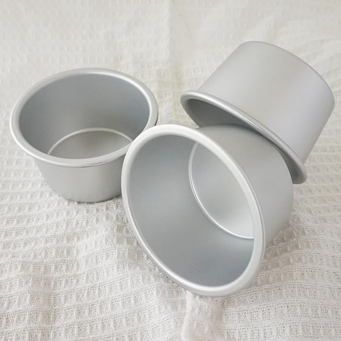Aluminum Tart Pan Set, 6 PCS Popover Pan Single Serving Pastry, Large Muffin Pans, Baking Tool for Egg Tart, Yorkshire, Cupcake, Baba Au Rhum, Pot Pie (3.82x 2.95x 2.05 Inch)