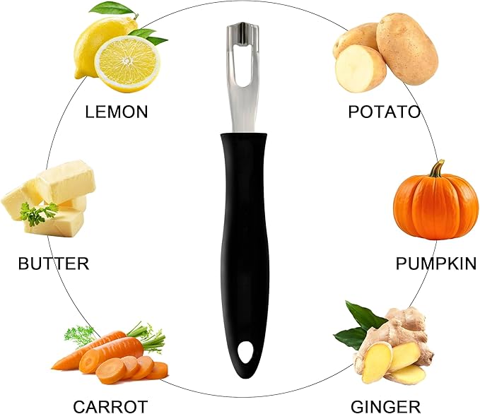 Channel Knife Lemon Peeler Zester-Garnish for Cocktail Mixers- Triangular, V-Shaped Stainless Steel Professional Grade Bar Tool-Fruit Peeler Zester (Peeler A)
