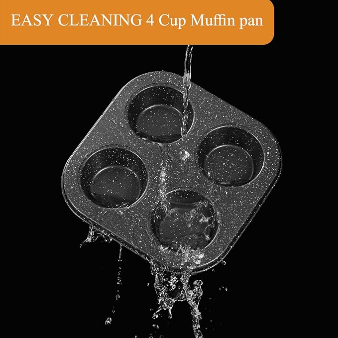 4 Cup Muffin Pan 2 Pack, Nonstick Mini Muffin Tin for Air Fryer, 1.18In Deep Cupcake Baking Pan for Frittatas, Tarts, Brownies
